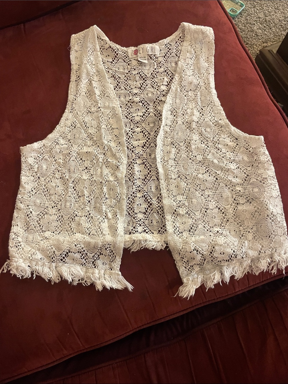 Ivory Crochet Fringe Tank Vest